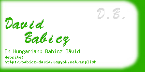 david babicz business card